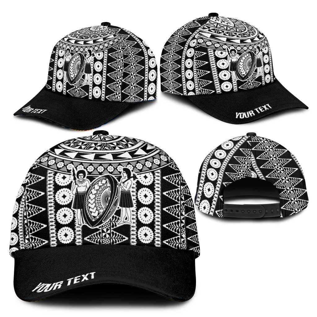 Fiji Personalized Rugby National Heritage Classic Cap Black Traditional Masi Inspired