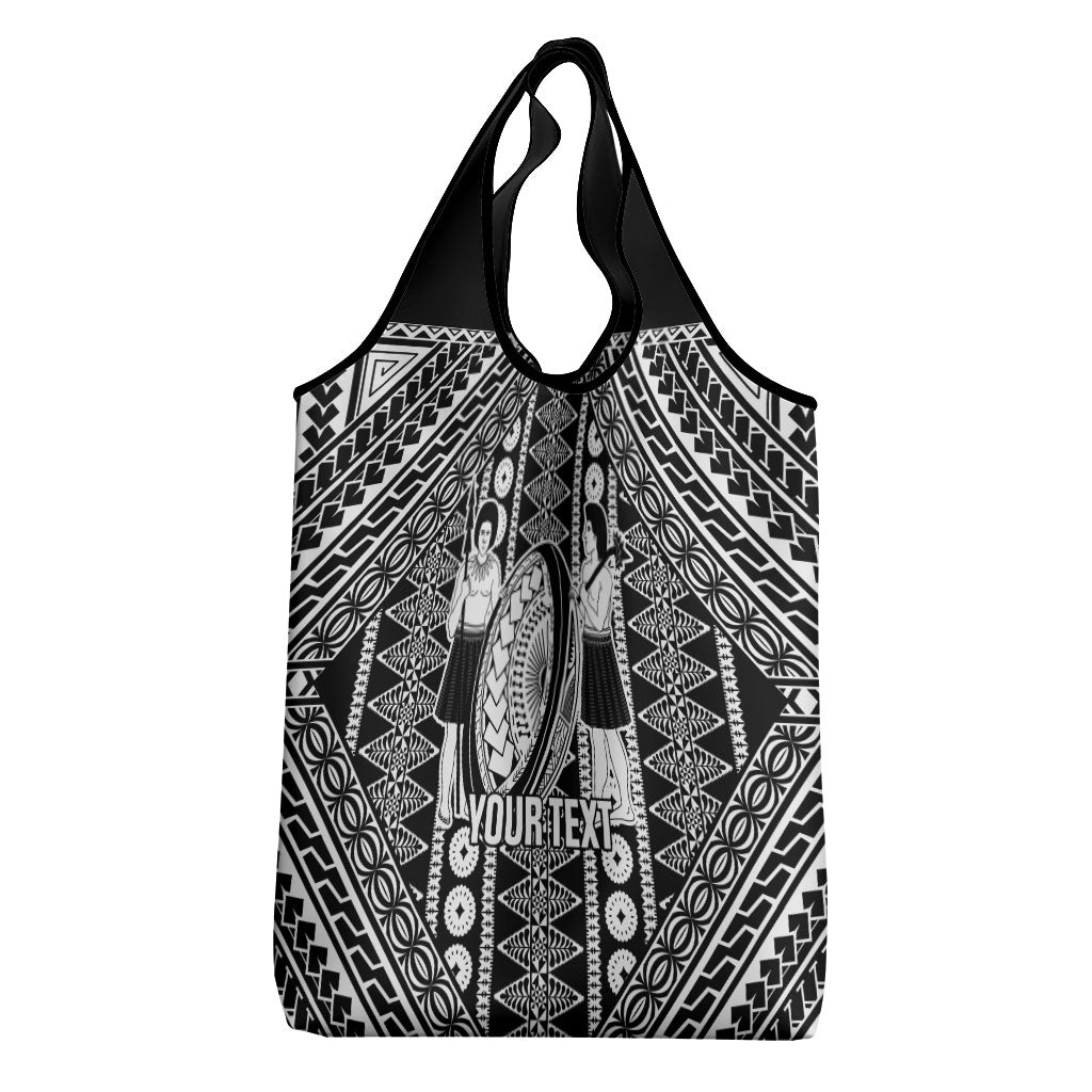 Fiji Custom Rugby National Heritage Grocery Bag Black Traditional Masi Inspired