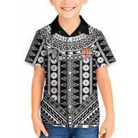Fiji Custom Rugby National Heritage Hawaiian Shirt Black Traditional Masi Inspired
