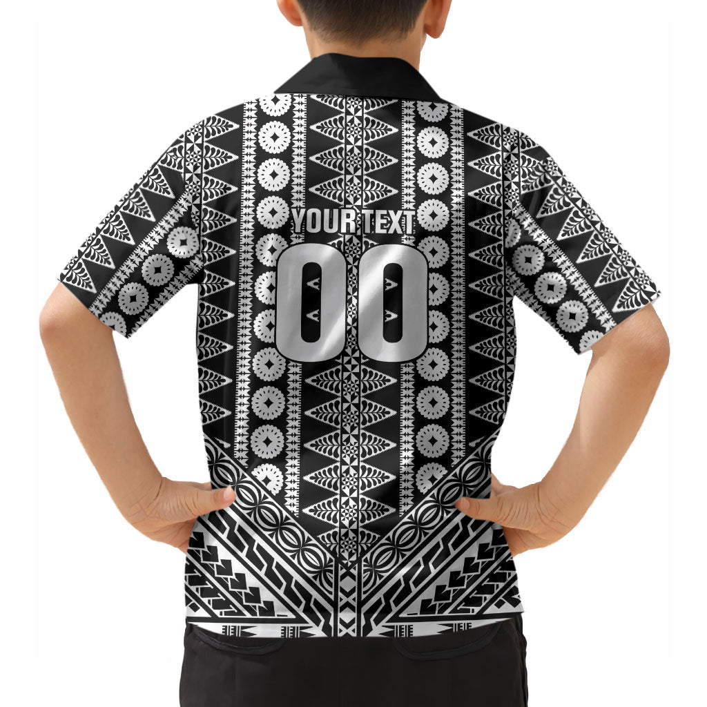 Fiji Custom Rugby National Heritage Hawaiian Shirt Black Traditional Masi Inspired