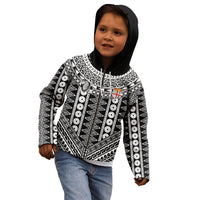 Fiji Custom Rugby National Heritage Kid Hoodie Black Traditional Masi Inspired