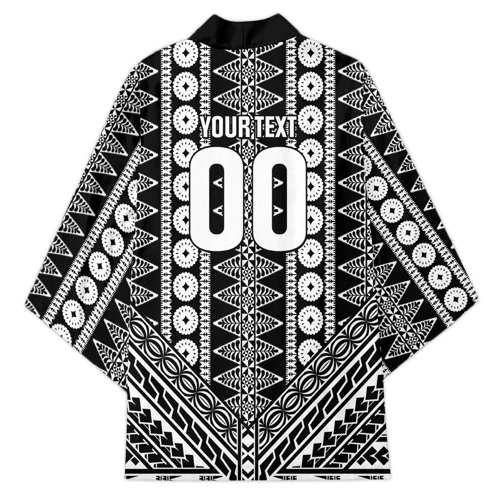 Fiji Custom Rugby National Heritage Kimono Black Traditional Masi Inspired
