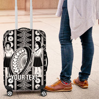 Fiji Custom Rugby National Heritage Luggage Cover Black Traditional Masi Inspired