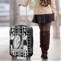 Fiji Custom Rugby National Heritage Luggage Cover Black Traditional Masi Inspired