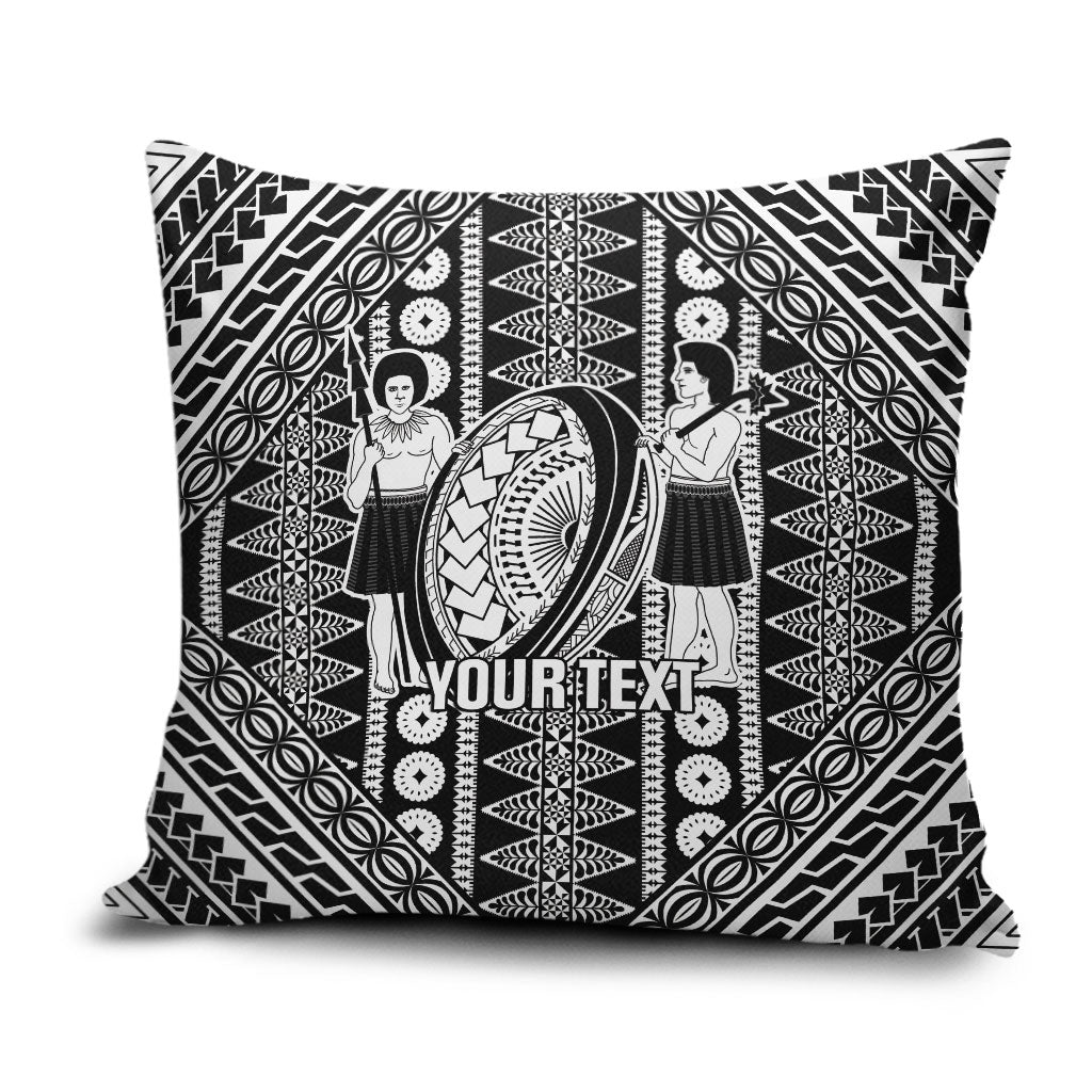 Fiji Custom Rugby National Heritage Pillow Cover Black Traditional Masi Inspired