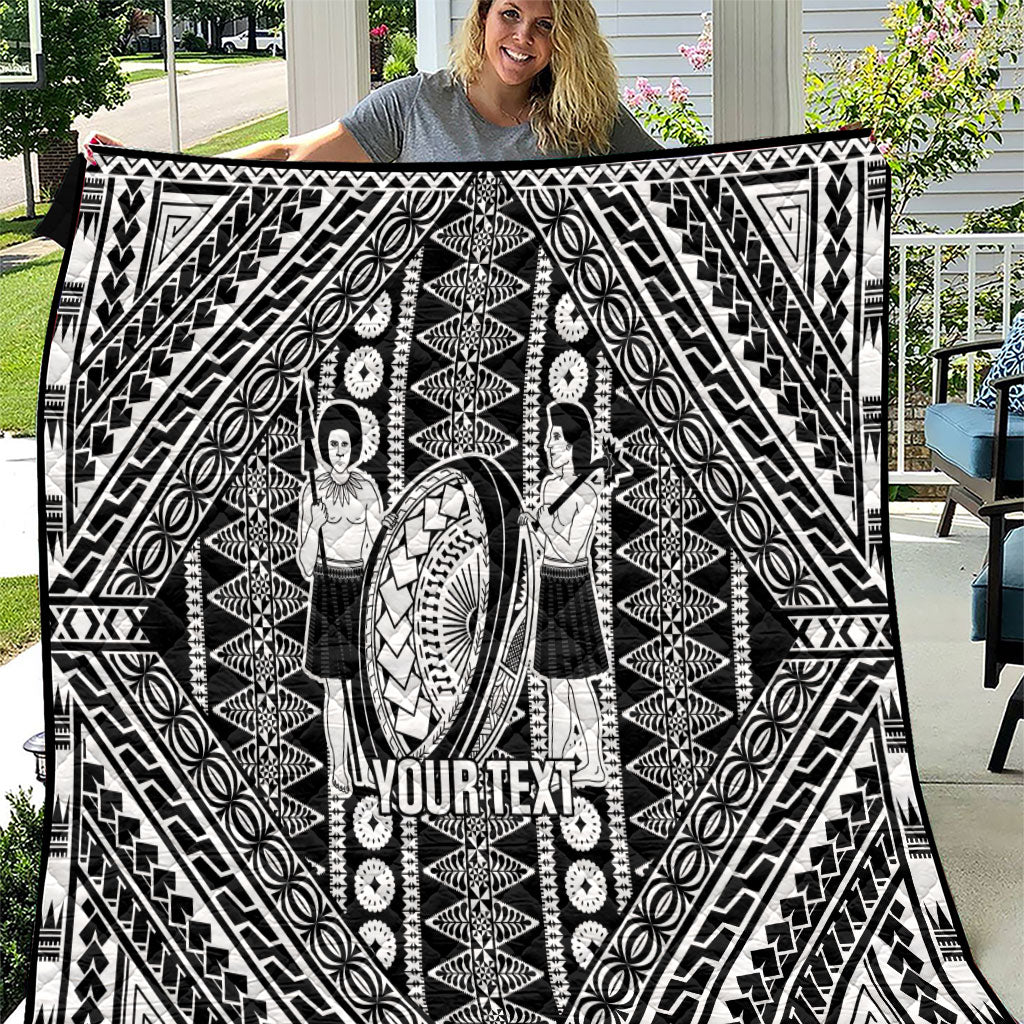 Fiji Custom Rugby National Heritage Quilt Black Traditional Masi Inspired