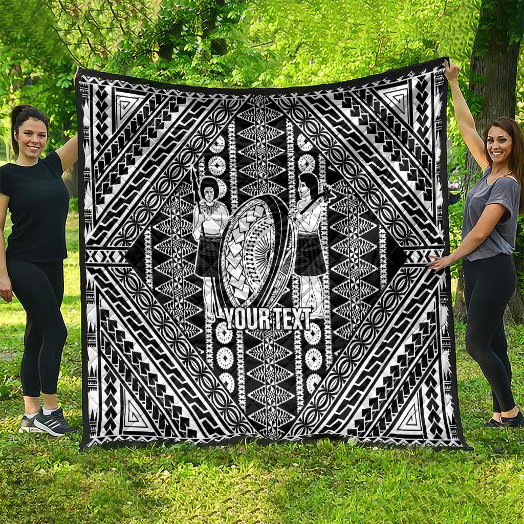 Fiji Custom Rugby National Heritage Quilt Black Traditional Masi Inspired