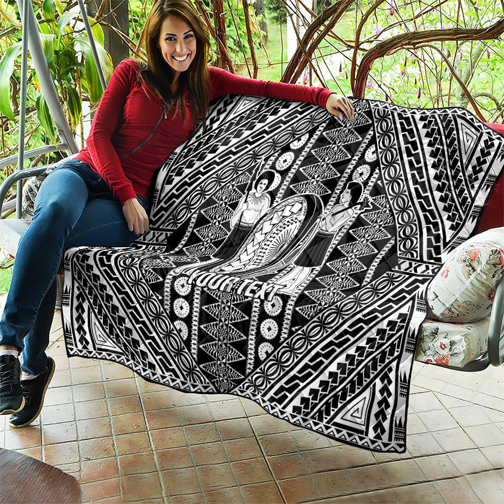 Fiji Custom Rugby National Heritage Quilt Black Traditional Masi Inspired