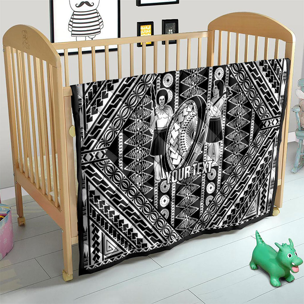 Fiji Custom Rugby National Heritage Quilt Black Traditional Masi Inspired