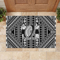 Fiji Custom Rugby National Heritage Rubber Doormat Black Traditional Masi Inspired