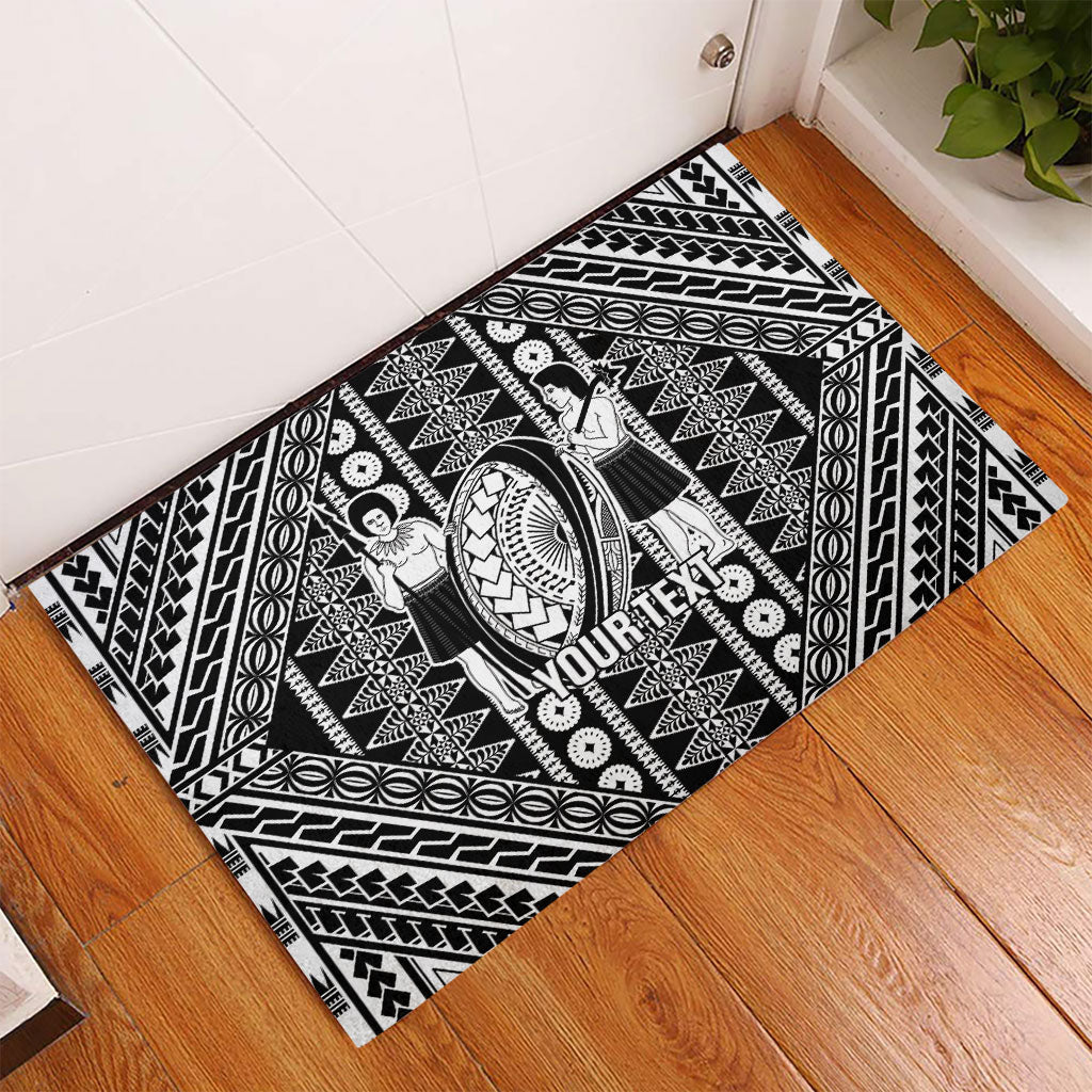 Fiji Custom Rugby National Heritage Rubber Doormat Black Traditional Masi Inspired
