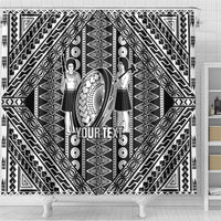 Fiji Custom Rugby National Heritage Shower Curtain Black Traditional Masi Inspired