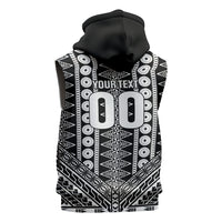 Fiji Custom Rugby National Heritage Sleeveless Zip Hoodie Black Traditional Masi Inspired