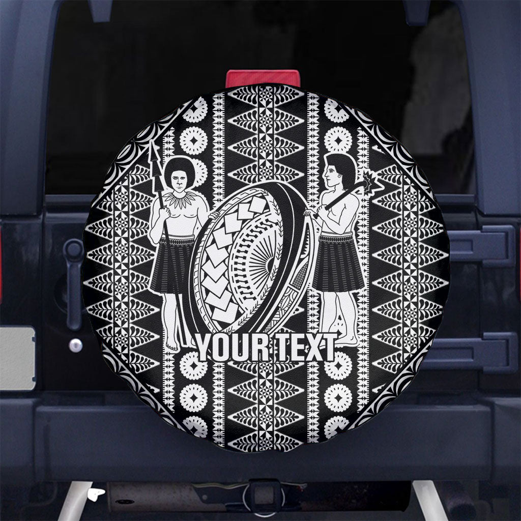 Fiji Custom Rugby National Heritage Spare Tire Cover Black Traditional Masi Inspired