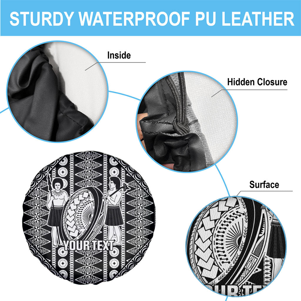 Fiji Custom Rugby National Heritage Spare Tire Cover Black Traditional Masi Inspired