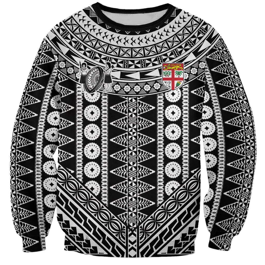 Fiji Custom Rugby National Heritage Sweatshirt Black Traditional Masi Inspired