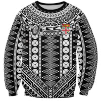 Fiji Custom Rugby National Heritage Sweatshirt Black Traditional Masi Inspired