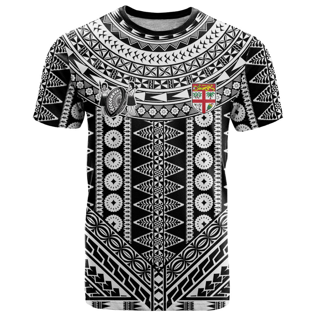 Fiji Custom Rugby National Heritage T Shirt Black Traditional Masi Inspired