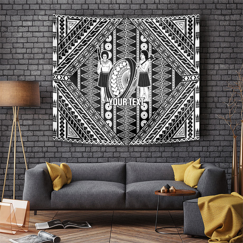 Fiji Custom Rugby National Heritage Tapestry Black Traditional Masi Inspired