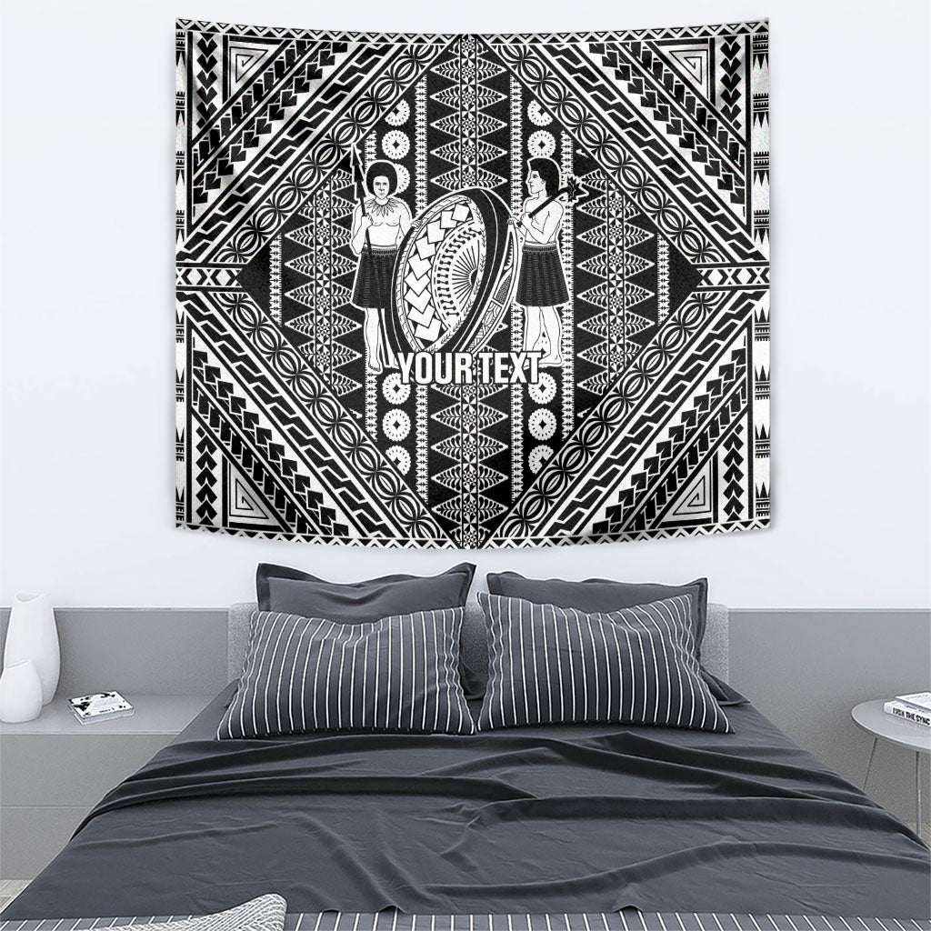 Fiji Custom Rugby National Heritage Tapestry Black Traditional Masi Inspired