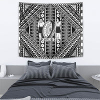 Fiji Custom Rugby National Heritage Tapestry Black Traditional Masi Inspired