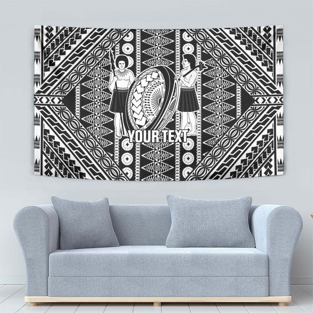 Fiji Custom Rugby National Heritage Tapestry Black Traditional Masi Inspired