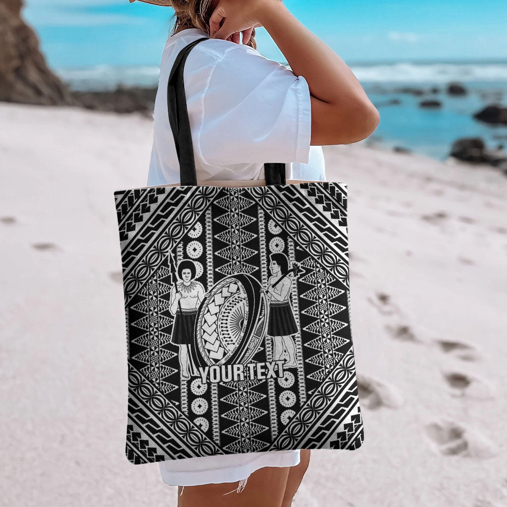 Fiji Custom Rugby National Heritage Tote Bag Black Traditional Masi Inspired
