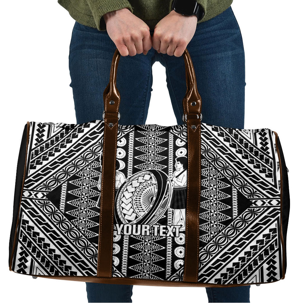 Fiji Custom Rugby National Heritage Travel Bag Black Traditional Masi Inspired