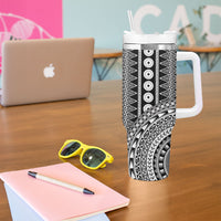 Fiji Custom Rugby National Heritage Tumbler With Handle Black Traditional Masi Inspired