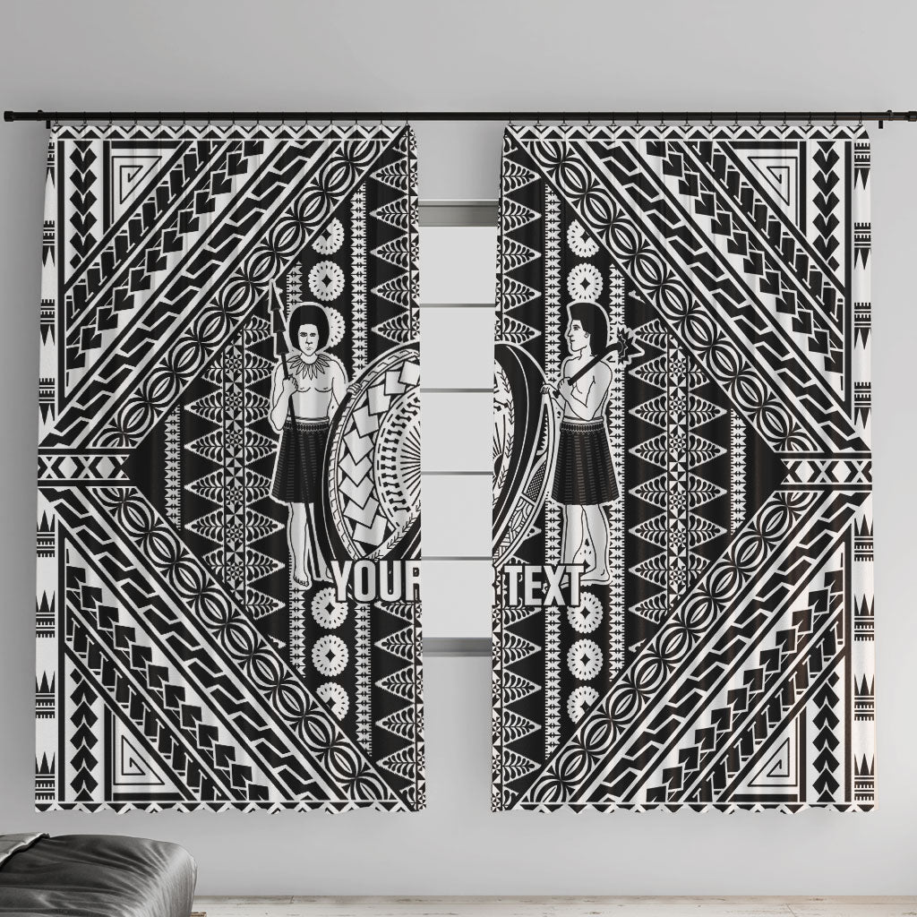 Fiji Custom Rugby National Heritage Window Curtain Black Traditional Masi Inspired
