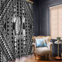 Fiji Custom Rugby National Heritage Window Curtain Black Traditional Masi Inspired