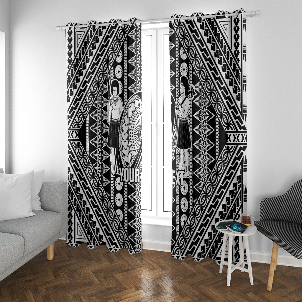 Fiji Custom Rugby National Heritage Window Curtain Black Traditional Masi Inspired