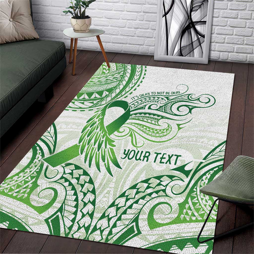 Its Okay Green Ribbon Personalised Area Rug Polynesian Depression Awareness