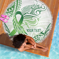 Its Okay Green Ribbon Personalised Beach Blanket Polynesian Depression Awareness LT9 - Polynesian Pride