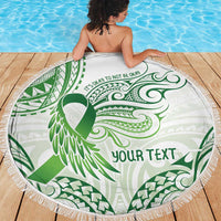 Its Okay Green Ribbon Personalised Beach Blanket Polynesian Depression Awareness LT9 - Polynesian Pride