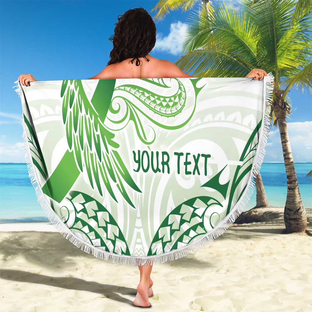 Its Okay Green Ribbon Personalised Beach Blanket Polynesian Depression Awareness LT9 - Polynesian Pride