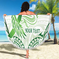 Its Okay Green Ribbon Personalised Beach Blanket Polynesian Depression Awareness LT9 - Polynesian Pride