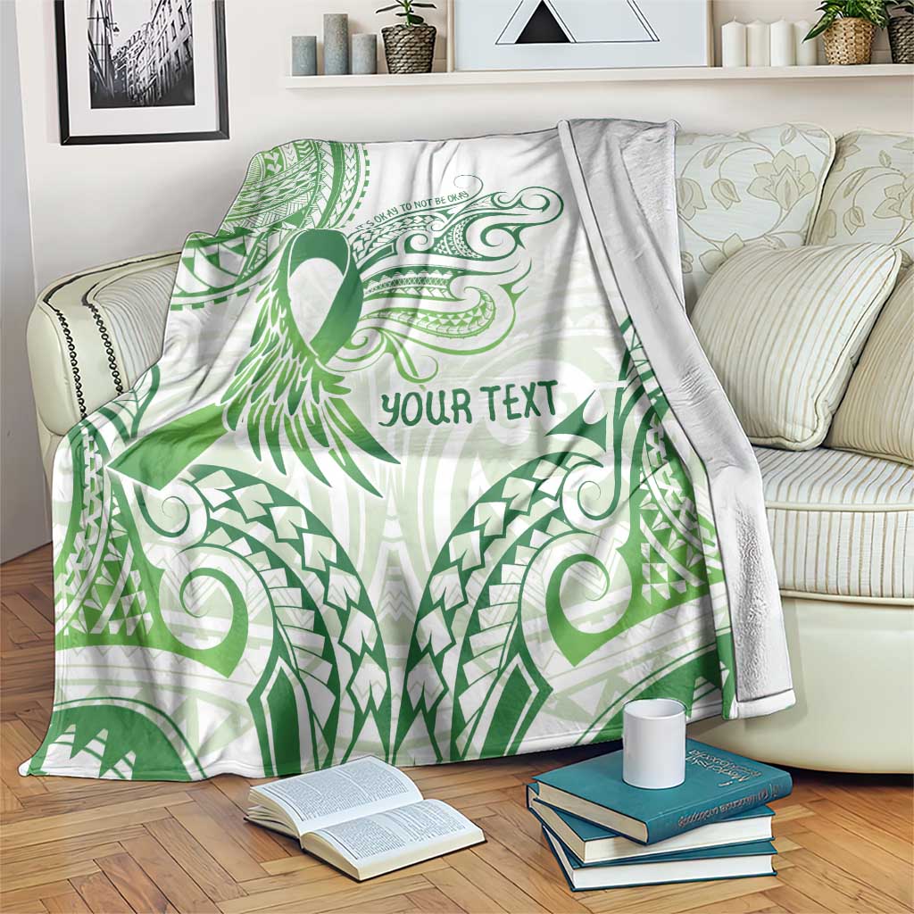 Its Okay Green Ribbon Personalised Blanket Polynesian Depression Awareness LT9 Green - Polynesian Pride