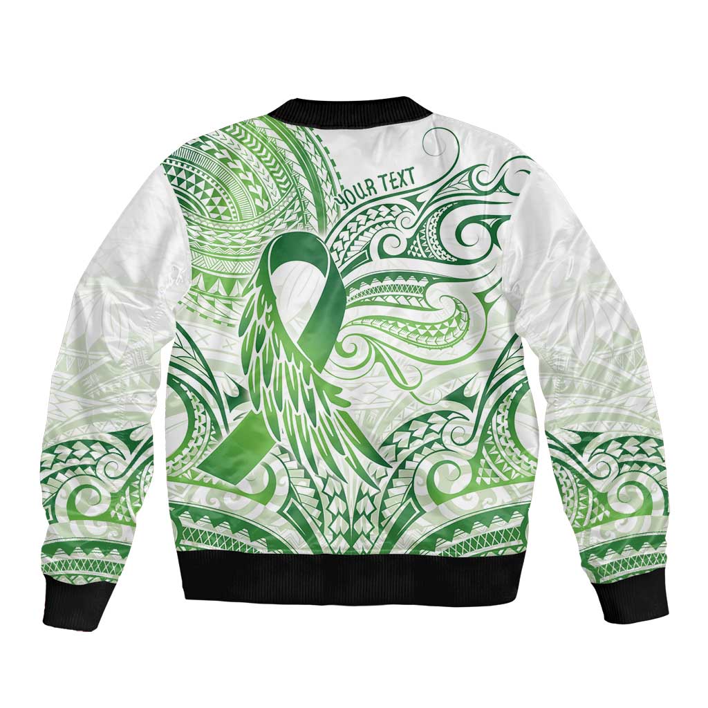 Its Okay Green Ribbon Personalised Bomber Jacket Polynesian Depression Awareness