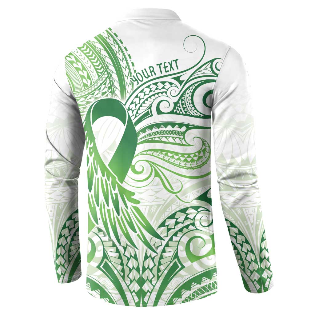 Its Okay Green Ribbon Personalised Button Sweatshirt Polynesian Depression Awareness LT9 - Polynesian Pride