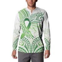Its Okay Green Ribbon Personalised Button Sweatshirt Polynesian Depression Awareness LT9 - Polynesian Pride