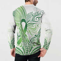 Its Okay Green Ribbon Personalised Button Sweatshirt Polynesian Depression Awareness LT9 - Polynesian Pride