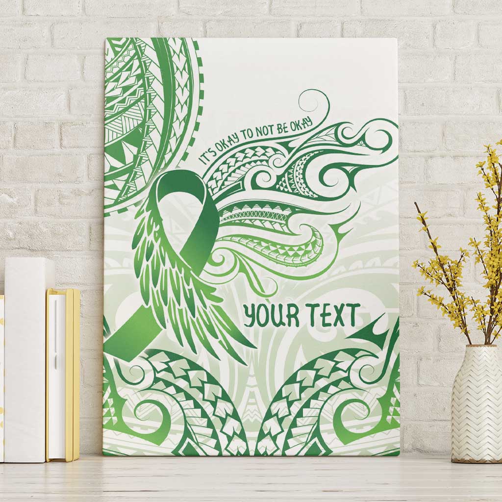 Its Okay Green Ribbon Personalised Canvas Wall Art Polynesian Depression Awareness LT9 Without Frame Green - Polynesian Pride