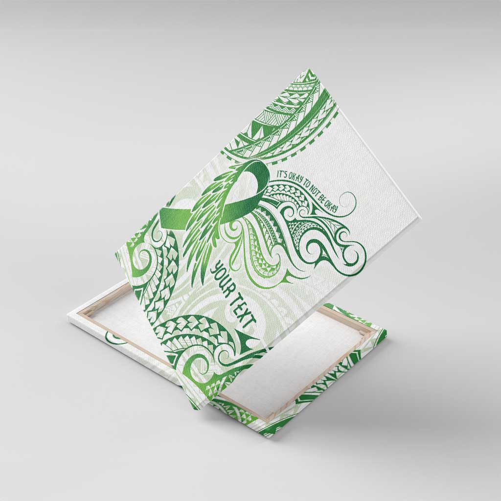 Its Okay Green Ribbon Personalised Canvas Wall Art Polynesian Depression Awareness LT9 With Frame Green - Polynesian Pride