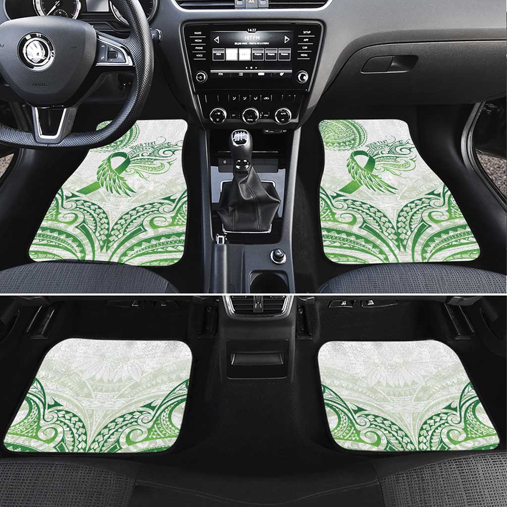 Its Okay Green Ribbon Personalised Car Mats Polynesian Depression Awareness LT9 Set 4pcs Green - Polynesian Pride