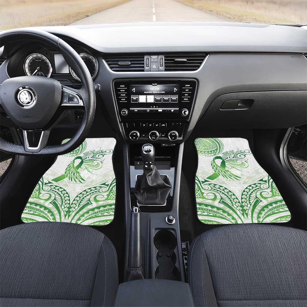 Its Okay Green Ribbon Personalised Car Mats Polynesian Depression Awareness LT9 Set 2pcs - Front Green - Polynesian Pride