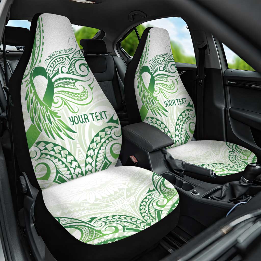 Its Okay Green Ribbon Personalised Car Seat Cover Polynesian Depression Awareness