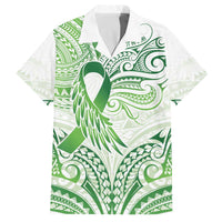 Its Okay Green Ribbon Personalised Family Matching Off The Shoulder Long Sleeve Dress and Hawaiian Shirt Polynesian Depression Awareness LT9 Dad's Shirt - Short Sleeve Green - Polynesian Pride