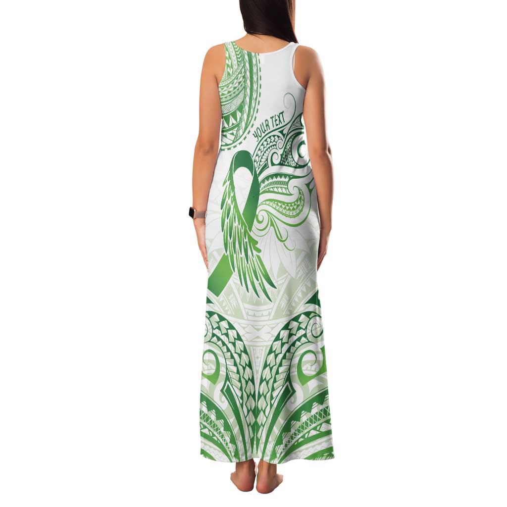 Its Okay Green Ribbon Personalised Family Matching Tank Maxi Dress and Hawaiian Shirt Polynesian Depression Awareness