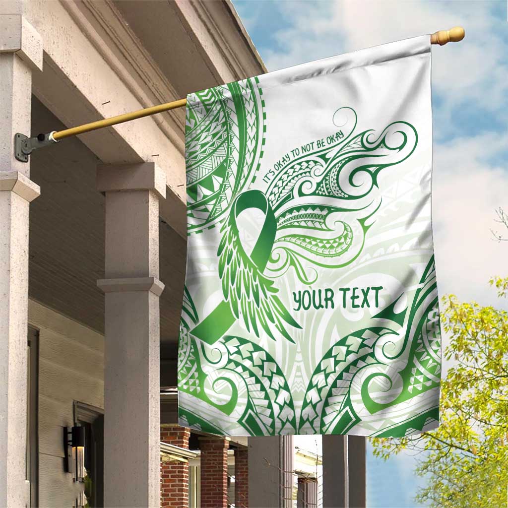 Its Okay Green Ribbon Personalised Garden Flag Polynesian Depression Awareness LT9 House Flag Green - Polynesian Pride